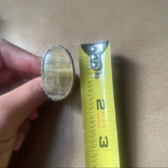 Vintage stone 925 marked sterling silver ring yellow - Picture 7 of 8